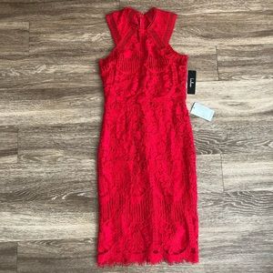 LULU’S • sweetness red lace midi dress